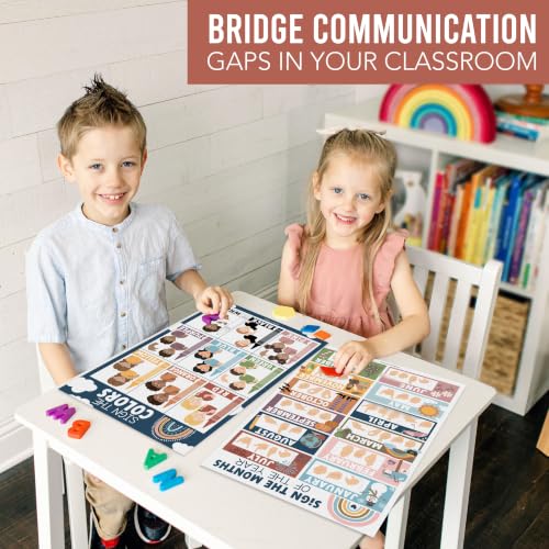Sign Language Posters for Classroom Decor ABC Wall Chart Alphabet Poster