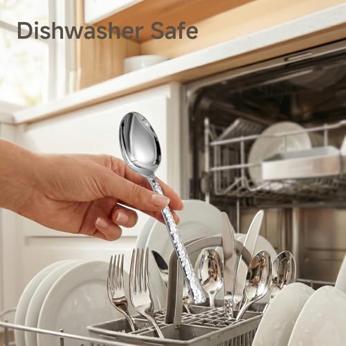 KINGSTONE 24-Piece Hammered Teaspoons Set, 7.06-Inch 18/10 Stainless Steel - size: 24-Piece