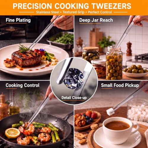 Yaomiao 4 Packs 12 Inch Cooking Tweezers Bar Kitchen Tongs, Silver - color: Silver, size: 12 Inch