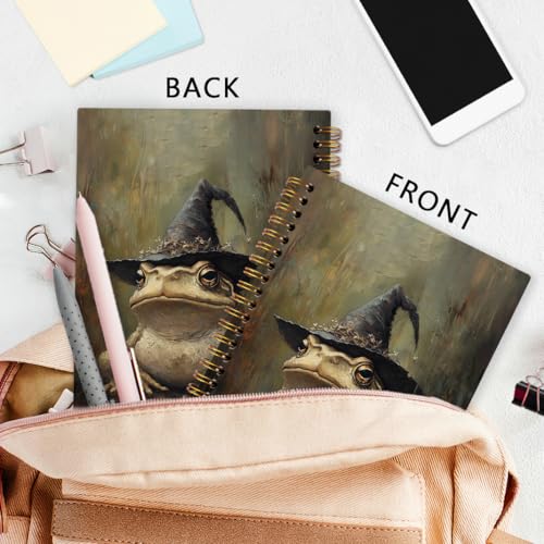 nvucamd Gothic Frog Spiral Notebook, Witchy Moody Frog Journal Notebook, Witchy Frogs Themed Journaling Notebooks, Gothic Halloween Frogs Gifts Office Supplies, 5.5x8.3Inch - color: frog