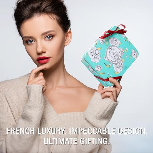 La Chatelaine Hand Cream Trio Tin Gift Set, Natural Hand Lotion, Made in France with 20% Organic Shea Butter, Moisturizing (Gardenia, White Grapefruit, Citrus Fizz) 3 x 1 fl. - style: Robin Egg Blue