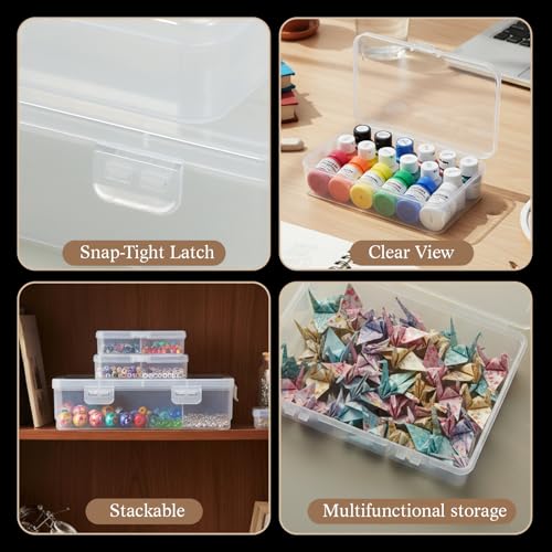Jetec 6 Pieces Small Clear Plastic Storage Box, 4 Size - size: Mixed Sizes