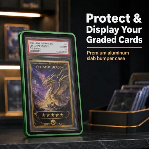 PSA Slab Case, Magnetic 9-Point Lock Display Protector,Green - color: Green