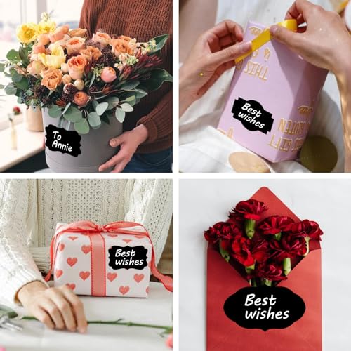 300 Pcs Black Tags Stickers, Label Stickers, Name Tags, Waterproof Blackboard Sticker for Christmas, Presents, Jars, Bottles (Black, 300 Pcs) - color: Black, size: 300 Pcs
