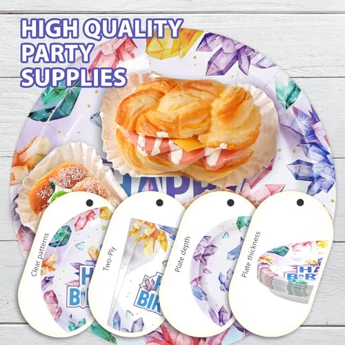 96Pcs Geology Crystal Theme Party Decorations, Serves 24 - style: Amethyst Birthday