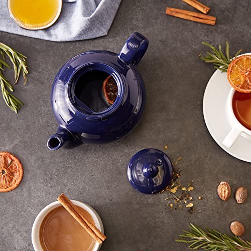 RSVP International Stoneware Teapot Collection, Microwave and Dishwasher Safe, 16 oz, Blue - color: Blue, size: 16 oz