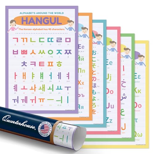 Quarterhouse 6 Poster Alphabets Around the World Classroom Set - color: Alphabets Around the World