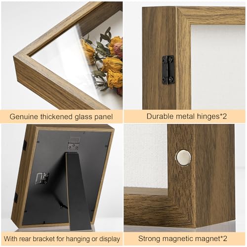 8x10 Brown Deep Shadow Box Picture Frame with HD Clear Glass - color: Brown, size: 8x10