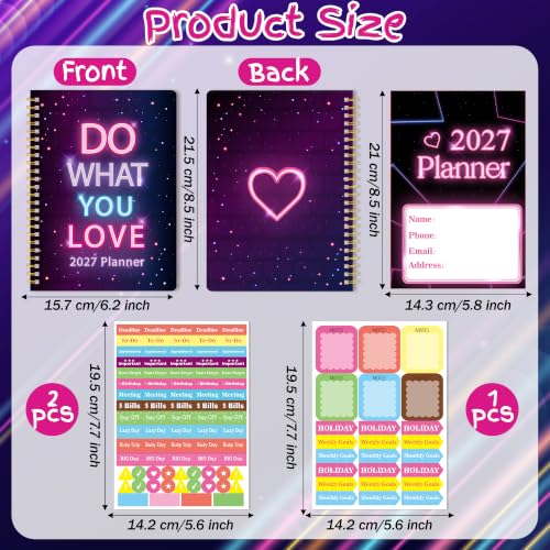 Xqumoi 2027 A5 Planner Neon Sign Light Up Weekly and Monthly Planner Gift - color: Neon Light 2027, size: A5
