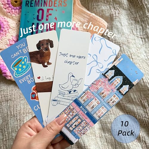 10pcs Cute Bookmarks Set, Aesthetic Bookish Gifts for Women (Blue) - color: Blue