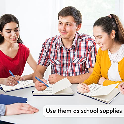 feela 5 Pack Journal Notebook Bulk for School, Hardcover Business Notebooks Classic Ruled Lined Journals with Pen Holder for Work Note Taking, with 5 Black Pens, 120 GSM, 5.1”x8.3”, A5, Navy - color: 5 Pack navy