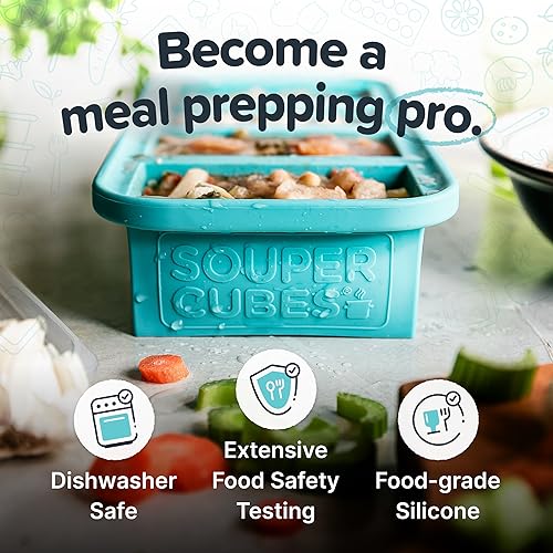 Souper Cubes 1 Cup Silicone Freezer Mold with Lid, Aqua, 1-Pack - color: Aqua, size: 1-Pack