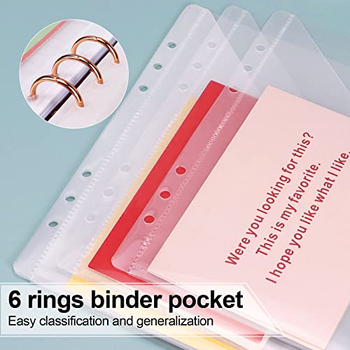 Koqye A5 6‑Hole Binder Pockets, Clear Plastic Loose‑Leaf Binder Folders