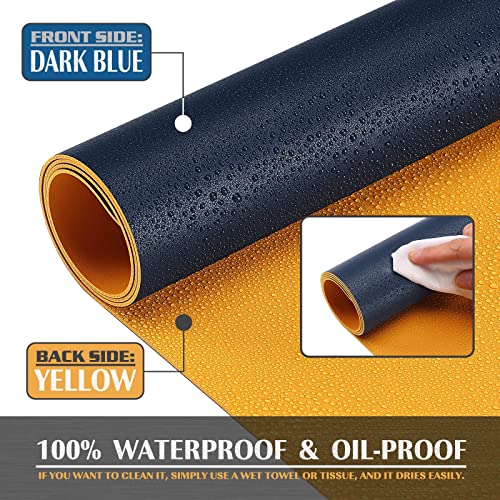 K KNODEL Extra Large Desk Mat, Leather Mouse Pad (47.2"x23.6", Dark Blue) - color: Dark Blue, size: 47.2" x 23.6"