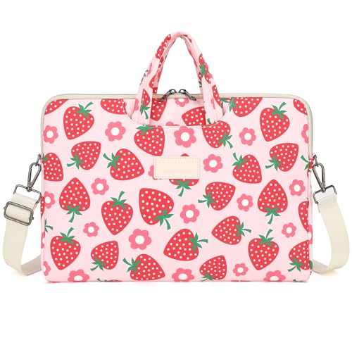 DACHEE Laptop Shoulder Bag for 15 Inch/15.6 Inch Macbook Pro - color: Strawberry(07)