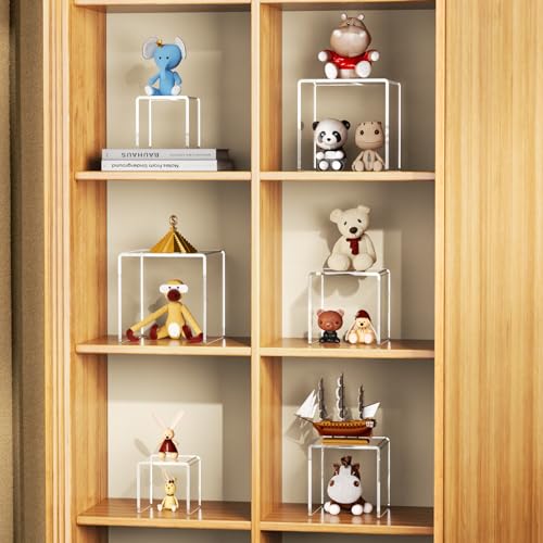 NIUBEE Acrylic Risers Display Stand 2 Set, Clear Display Risers Shelf,3x3x5 - size: (3,3,5)" x2Set
