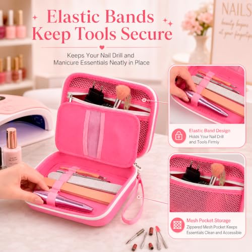 ALKOO 40-Slot Nail Drill Organizer Case with Nail Drill Bit Holder - color: Pink