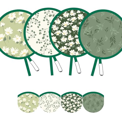 Spring Green Folding Fan – Floral Handheld Cooling Fan, Lightweight Foldable Travel Fan for Beach, Festival, Summer (Green) - style: Spring Green Floral