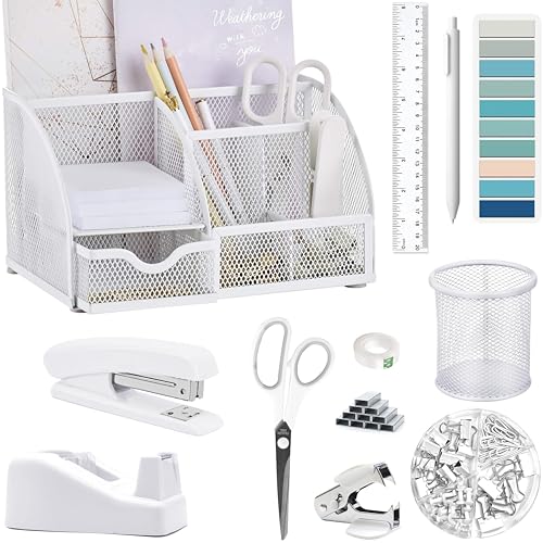 Scindaly Office Desk Accessories 12-Piece & Desk Organizers and Accessories - color: White