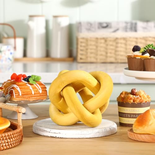Yalikop 3 Link Wood Knot Decor Rustic Table Shelf Accents, Yellow - color: Yellow