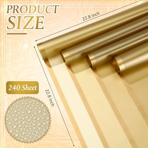 Ctosree 240Sheets Flower Wrapping Paper,Waterproof Korean Bouquet Wrap 23in - color: Gold