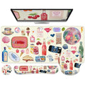 iCasso Desk Pad Mat, Large Mouse Pad and Keyboard Wrist Rest Set - color: Watercolor Stickers