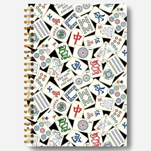Mahjong Lover Gifts Notebook, Mahjong Gifts for Women Journal, Gift for Mah Jong Lovers Players Journal, Mah Jong Accessories Hardcover Spiral Notebooks 5.5x8.3 Inch - color: Section 5