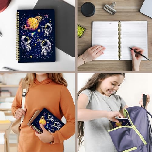 Cute Spiral Notebook Lined Journal B5 Note Book with Pocket, Space - color: Astronaut