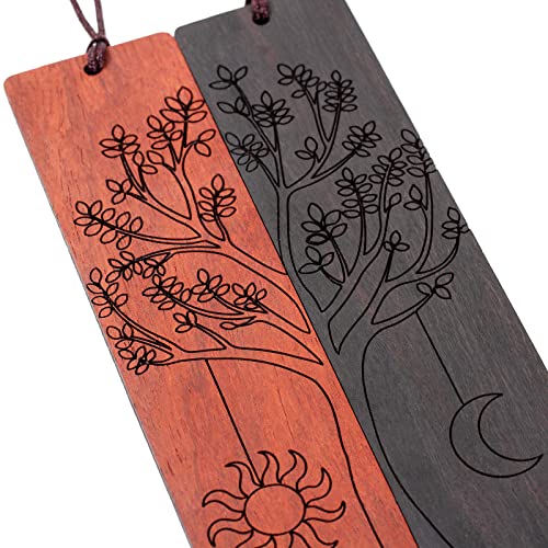 2 Pcs Bookmark,Cute Wooden Book Markers for Men Women, Unique Book Mark (Sun and Moon) - style: Sun and Moon