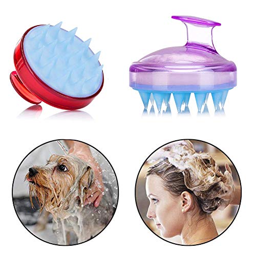 INVODA Scalp Massager Shampoo Brush Soft Silicone Bristles for Dandruff Removal & Hair Growth, Waterproof Wet/Dry Use, Men, Women & Pets - color: Purple