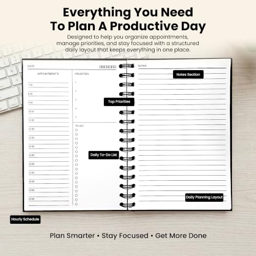 Nextnoid A5 Undated Daily Planner with Hourly Schedule, Hardcover, Beige - color: c-Beige, style: d-Daily Undated
