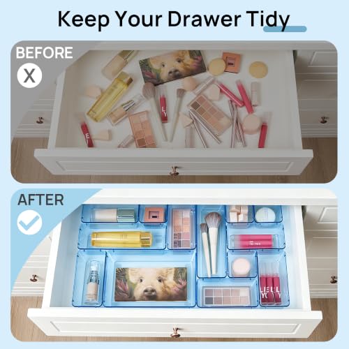Vtopmart 25 Pack Plastic Drawer Organizers with Non-slip Rubber Pads - color: Transparent Blue