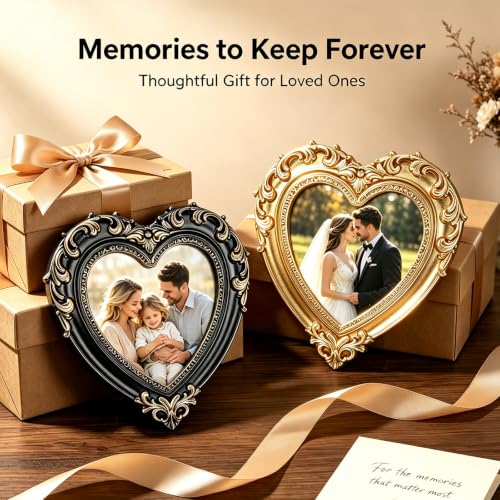 Vintage Heart Magnetic Photo Frame, 2 Pack DIY Picture Holder - color: Heart Shape