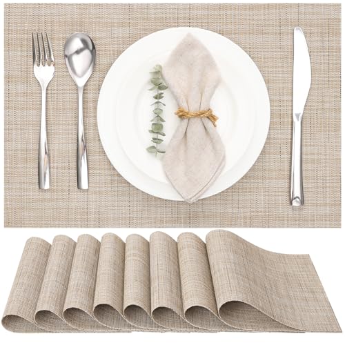 Myir JUN Placemats Set of 8 Kitchen and Dining Table Placemats - color: Beige, size: Set of 8