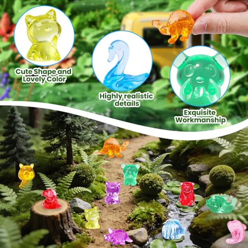 DIYDEC 180Pcs Mini Resin Animal 50 Styles Tiny Resin Figurines to Hide
