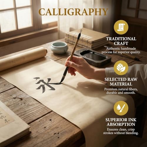 Xuan Rice Paper 27x11yd Mulberry Calligraphy Sumi-e Decoupage Inkjet White - color: White, size: 69CM