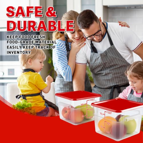 2 Pack Square Food Storage Container With Lid,12-22 Quart Commercial Storage Box With Scale & Handle,Cake Making,Dough Marinating Meat,Kitchen Supplies (Polycarbonate, 12 Quart) - color: Polycarbonate, size: Square-12 Quart