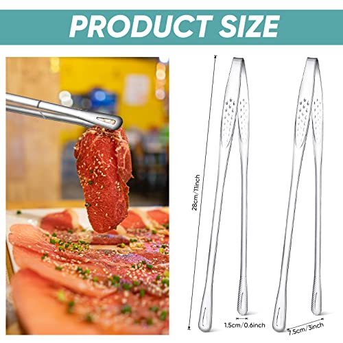 meekoo 6 Pcs Stainless Steel Korean BBQ Grill Tongs - size: 11 Inches