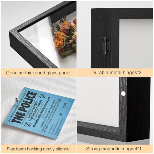 5x5 Black Deep Shadow Box Picture Frame with HD Clear Glass - color: Black, size: 5x5