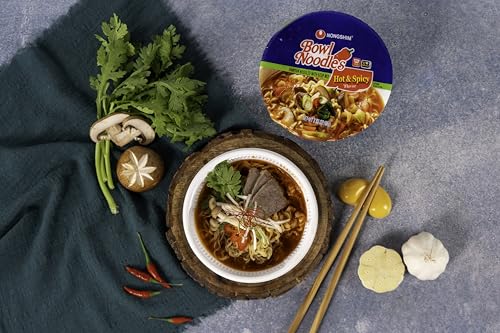 Nongshim Ramen Noodles, Gourmet Instant Ramen bowl, Premium Microwavable Noodle Soup, Hot & Spicy, 3.03 Ounce (Pack of 24) - size: 3.03 Ounce (Pack of 24)