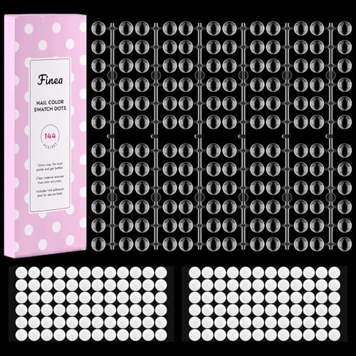 Finea 144pcs Gel Nail Polish Color Display Swatch Dots Clear with Stickers