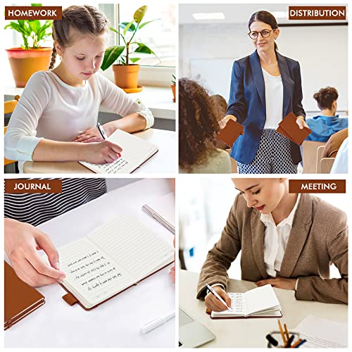 feela 6 Pack Pocket Mini Notebooks Bulk, Small Cute Memo Notepads Hardcover College Ruled Lined Journals with Pen Holder for School Business Work, with 6 Black Pens, 3.5”x 5.5”, A6, Brown - color: 6 Brown