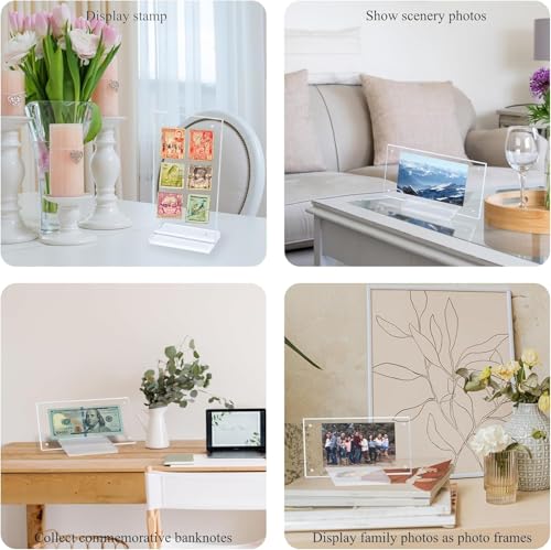 Dollar Bill Frame Display Acrylic Dollar Bill Holder 3.9X7.8Inch for Dollar Bill Display Case Magnet Currency Display Frame Self Standing for Money Ticket Picture Photos (Transparent-20) - color: Transparent-20