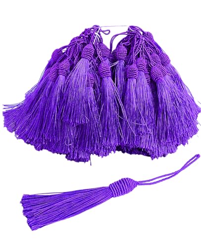 50 Pieces Tassel Bookmark with Loop,Tassels for Crafts,Decorative Tassel for Keychain Jewelry Making Curtain Blanket Graduation Decoration Wedding Favors (Lilac) - color: Lilac
