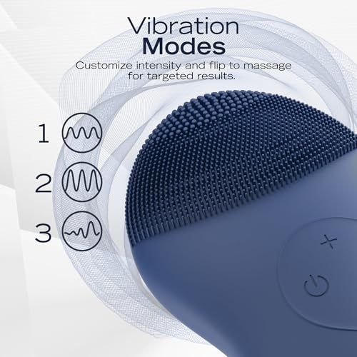 Nautica PC120 Facial Cleansing Brush Made with Ultra-Hygienic Soft Silicone, Waterproof, Rechargeable Vibrating Face Exfoliator Scrub Brush with Sonic Technology for Men & Women - Navy - size: Navy