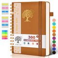 PERCUN Spiral Notebook 300 Numbered Lined Pages Hardcover Journal 5.9"x8.5" - color: Brown, size: A5 size (5.9in x 8.5in)
