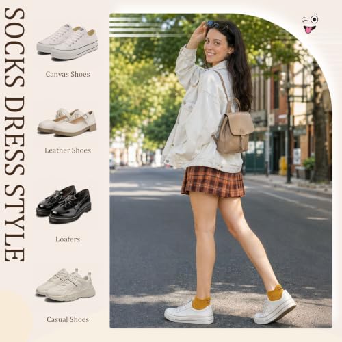 10 Pairs Cute Kawaii Embroidered Low Cut Ankle Socks - color: Muted Neutral Wide-eyed Face