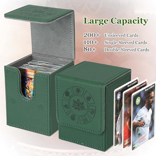 Arkeiliy MTG Deck Box 110+ Storage Sleeved Cards for Magic Commander - color: Green III