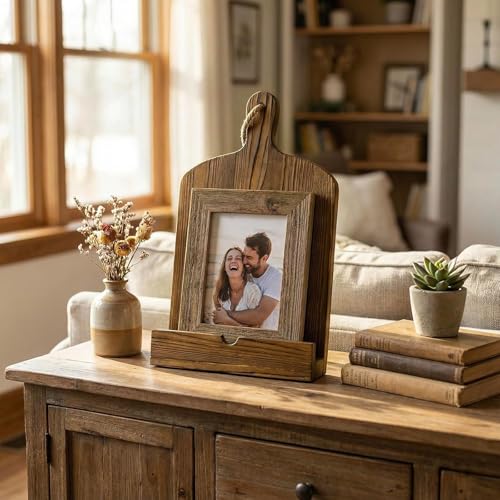 MyGift Cookbook Stand Recipe Book Holder Brown Wood Cutting Board Design - color: Brown