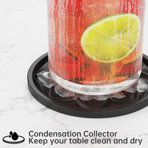 HFHOME Silicone Coasters Set with Holder - 6 Pack Drink Coasters for Coffee Table, Bar, Desk - Tabletop Protection Gift - Black - color: Pure Black